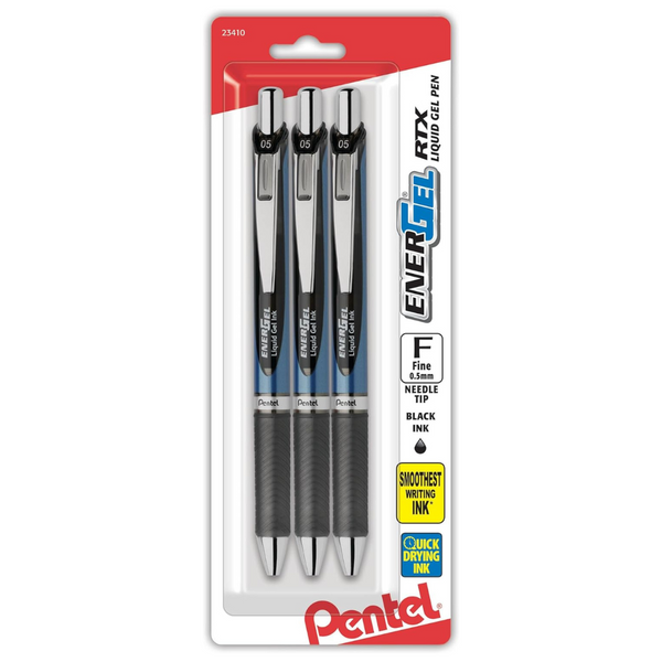 3-Pack Pentel EnerGel Deluxe RTX Retractable Pens (2 Color Options)