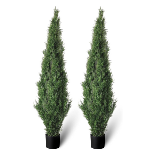 Set Of 2 Pre-Potted 5 Feet Faux Cedar Tree