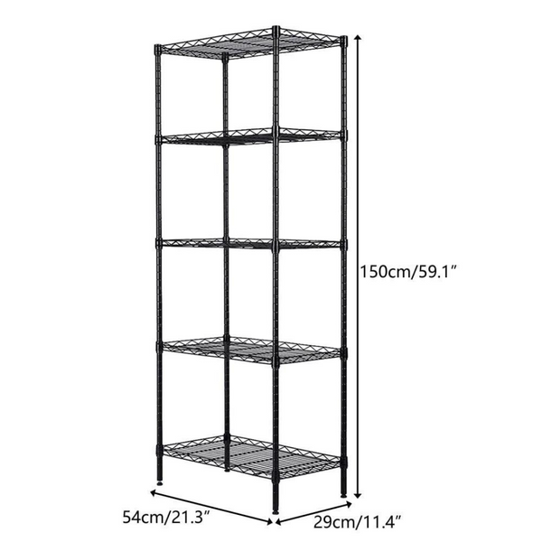 5-Tier Ktaxon Layer Adjustable Steel Storage Rack (Black)