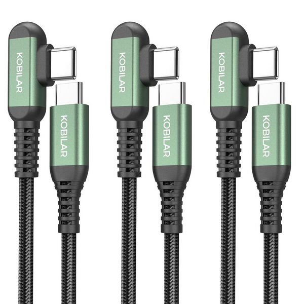 3-Pack Kobilar 90 Degree USB-C To C Fast Charging Cable (Various)