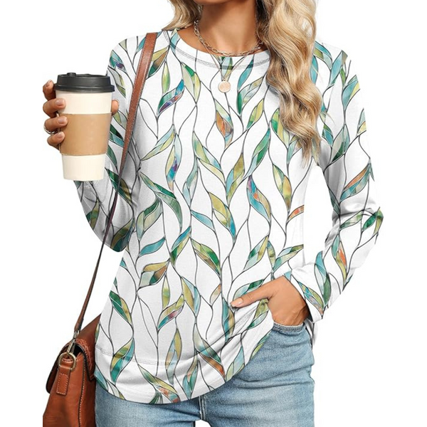 Women's Trendy Crewneck Long Sleeve Casual Soft Top (Various)