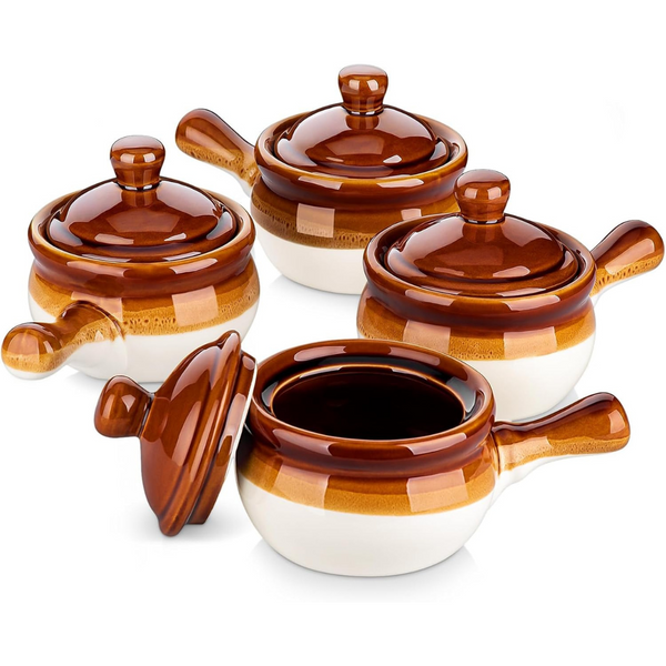 Set Of 4 Lovecasa 16 Oz French Onion Soup Crocks with Lid