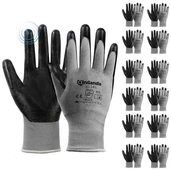 Andanda 12-Pairs Nitrile Coated Work Gloves With Grip