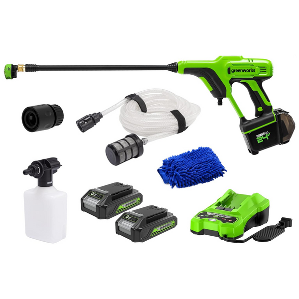 Greenworks 24V 600 PSI (0.8 GPM) Cordless Power Cleaner With (2) 2Ah Batteries, Charger, & Wash Glove