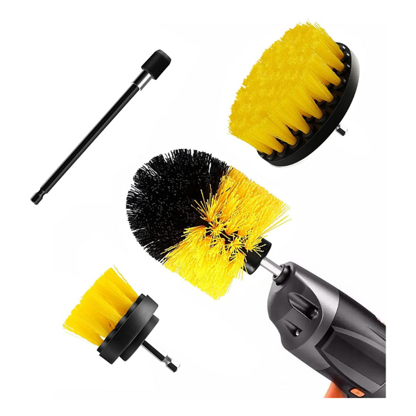 4-Piece Drill Brush Attachment Set With Plastic Handle