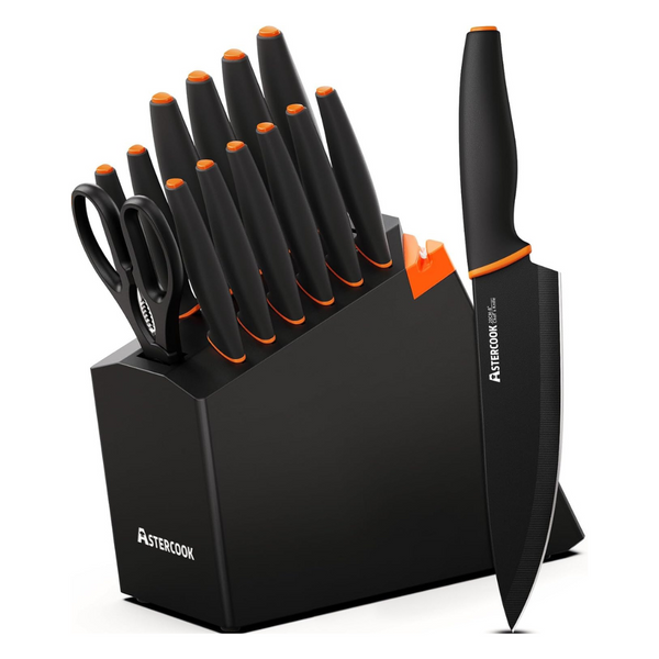 15-Piece High Carbon German Stainless Steel Knife Block Set