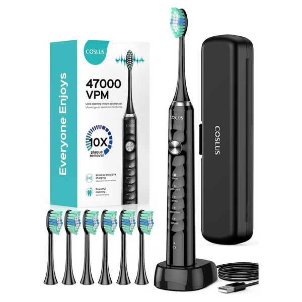 Wireless Electric Toothbrush W/ Travel Case & 6 Brush Heads (4 Colors)