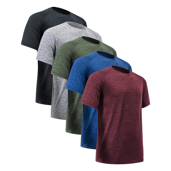 5-Pack Men's Short Sleeve Quick Dry Workout T-Shirts