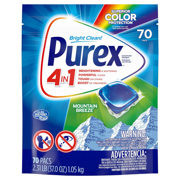 70-Count Purex 4-in-1 Laundry Detergent Pacs (Mountain Breeze)