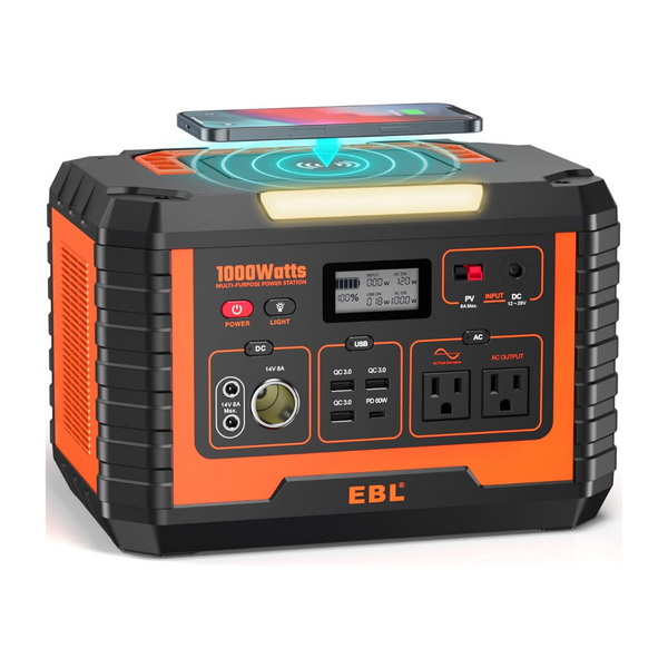 EBL Portable Power Station 110V/1000W Solar Generator