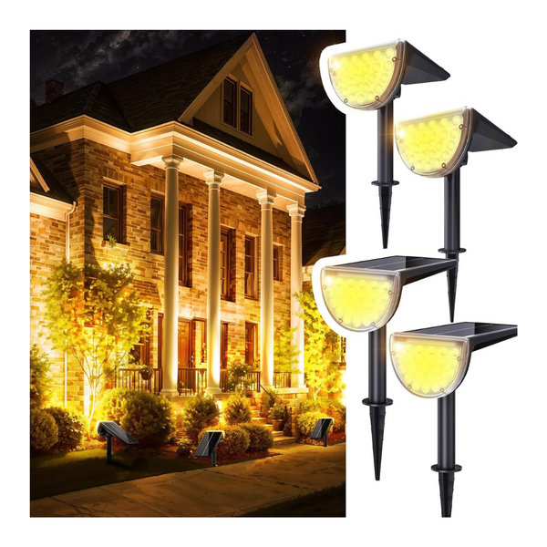 4-Pack 600LM Waterproof Solar Landscape Spotlights