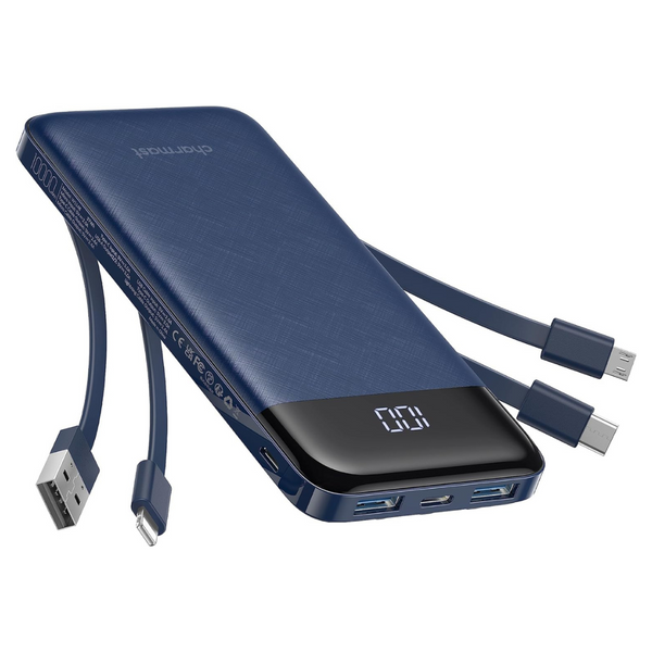 Charmast Portable 10000mAh Charger With Built In Cables