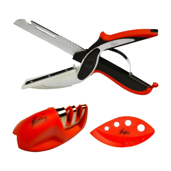 6 In 1 Kitchen Knife With Cutting Board, Sharpener And Herb Stripper