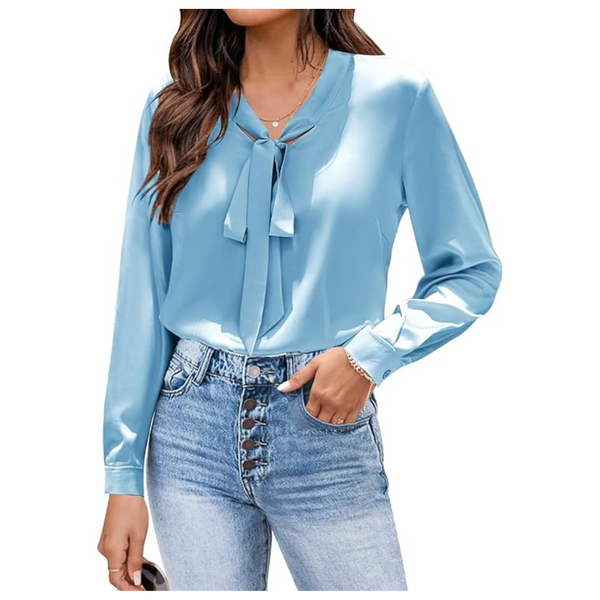 Women's Long Sleeve Casual Silk Satin Tops