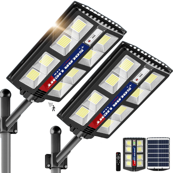 2-Pack 2600W Outdoor Solar Powered Super Bright Street Lights