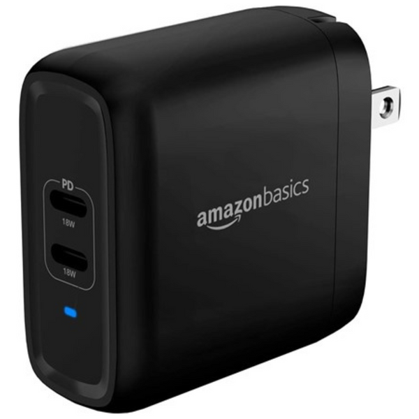 AmazonBasics 36W 2-Port USB-C Wall Charger Adapter