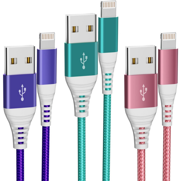 3 Pack 6ft Idison MFi Certified Lightning Cables