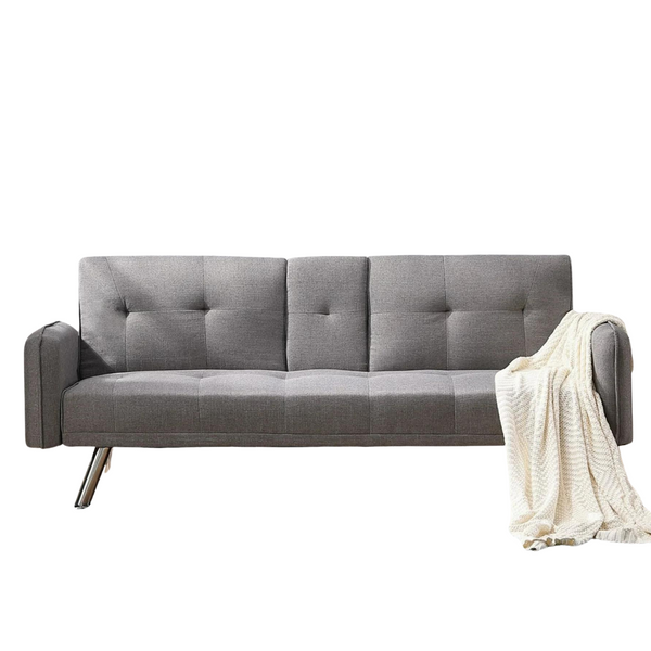 Aukfa 2 Cup Holders Tufted Back Square Arm Futon Convertible Sofa