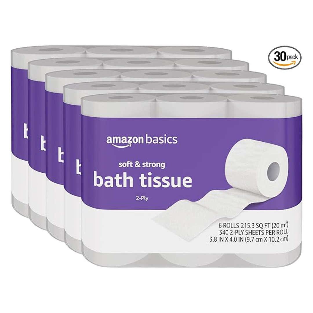 Amazon Basics Soft And Strong 2-Ply Toilet Paper (30 Ultra Rolls = 120 Regular Rolls)