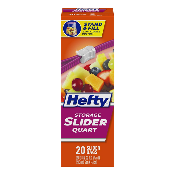 Hefty Slider Storage Bags, Quart Size (9 Packs Of 20 Bags Each)