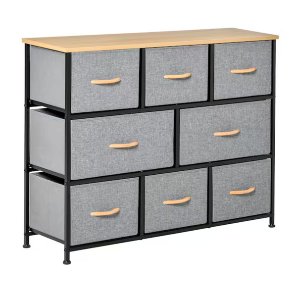 Modern 8-Drawer Light Gray Chest Of Drawers