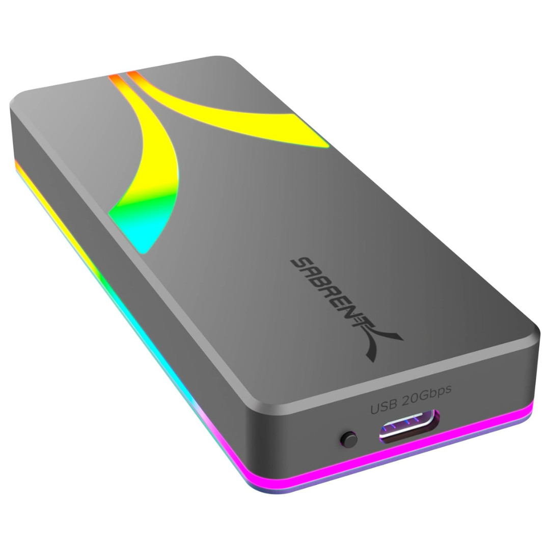 Sabrent Rocket RGB USB C 20Gbps M.2 SATA/NVMe SSD Enclosure