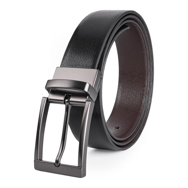 Sunya Mens Two-In-One Reversible Classic Design Leather Belt