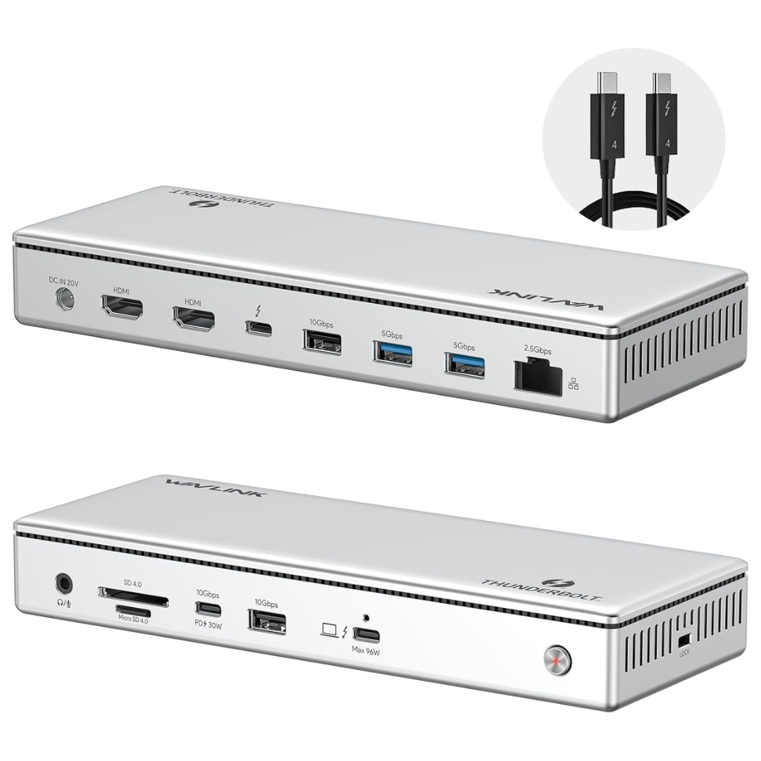 Wavlink Thunderbolt 4 Dock With Dual HDMI 13-In-1 USB C Docking Station