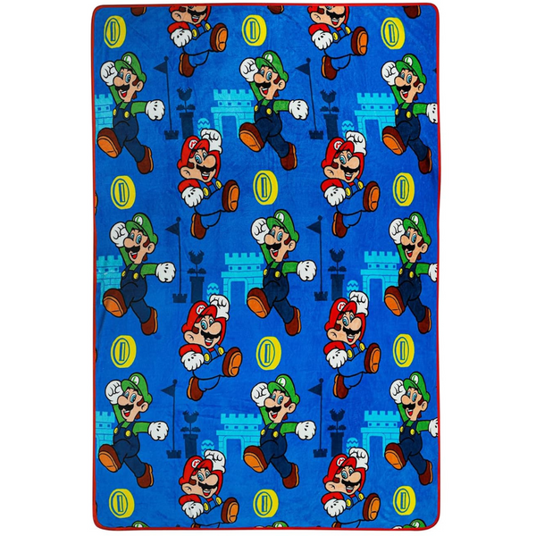 Franco Kids Super Soft Plush Throw Super Mario Blanket (62" x 90")