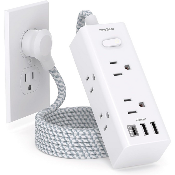 One Beat Travel Power Strip With 6 AC Outlets & 3 USB Ports