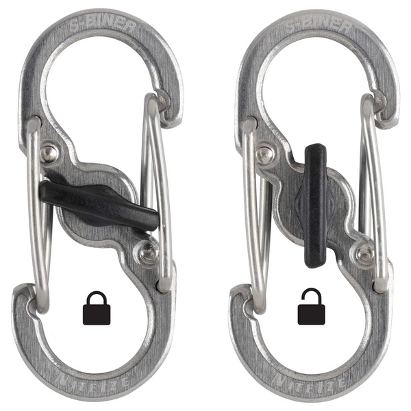 2-Pack Nite Ize S-Biner MicroLock, Locking Key Holder (Stainless-Steel)