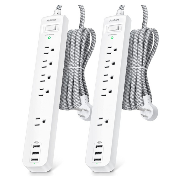 2-Pack Power Strip Surge Protector 5 Outlets 3 USB Charging Ports