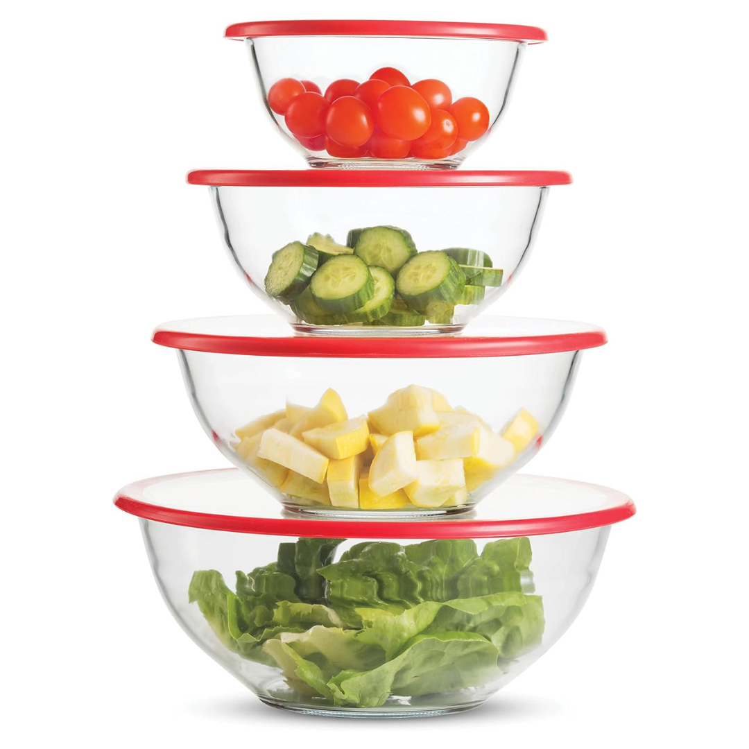 8-Piece FineDine Superior Glass Mixing Bowls Set With BPA-Free Lids