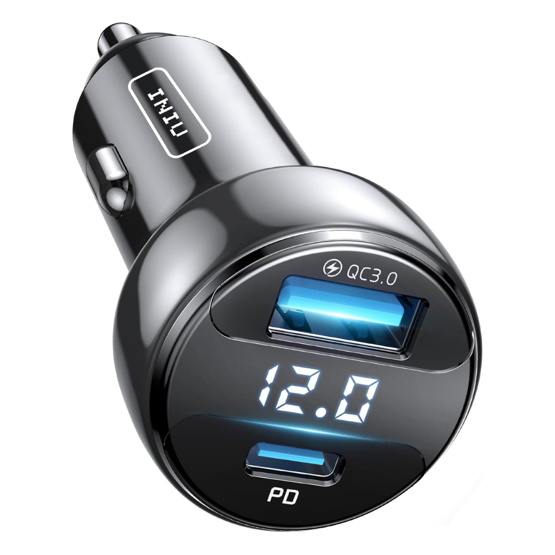 INIU 66W Dual Port USB Type-C & USB-A Metal Car Charger Adapter