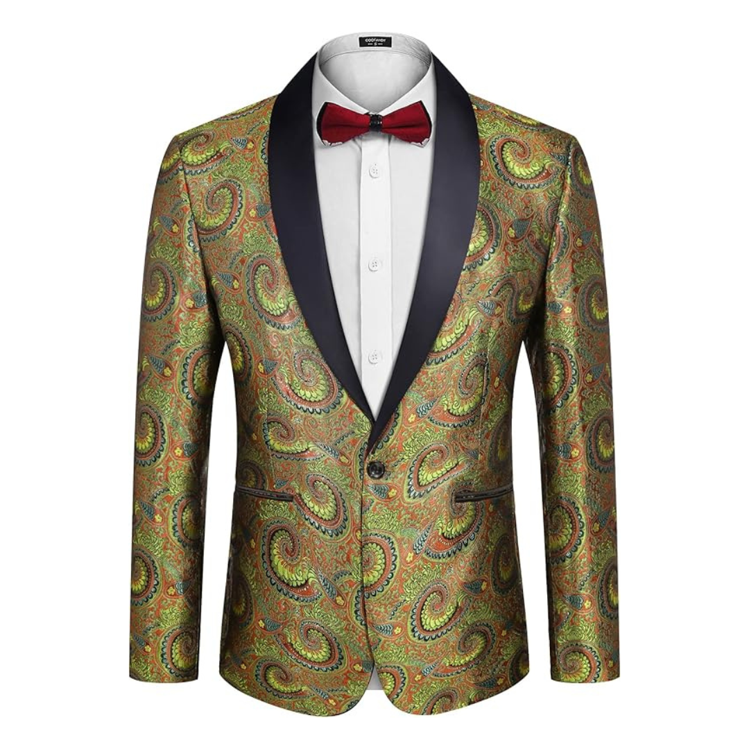 Coofandy Men's Luxury Embroidered Floral Tuxedo Jacket