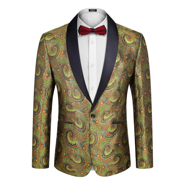 Coofandy Men's Luxury Embroidered Floral Tuxedo Jacket