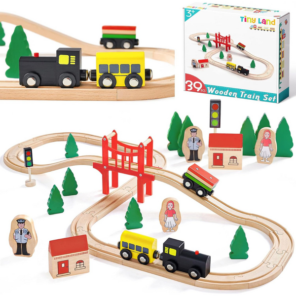 39-Piece Tiny Land Wooden Train Set For Toddler