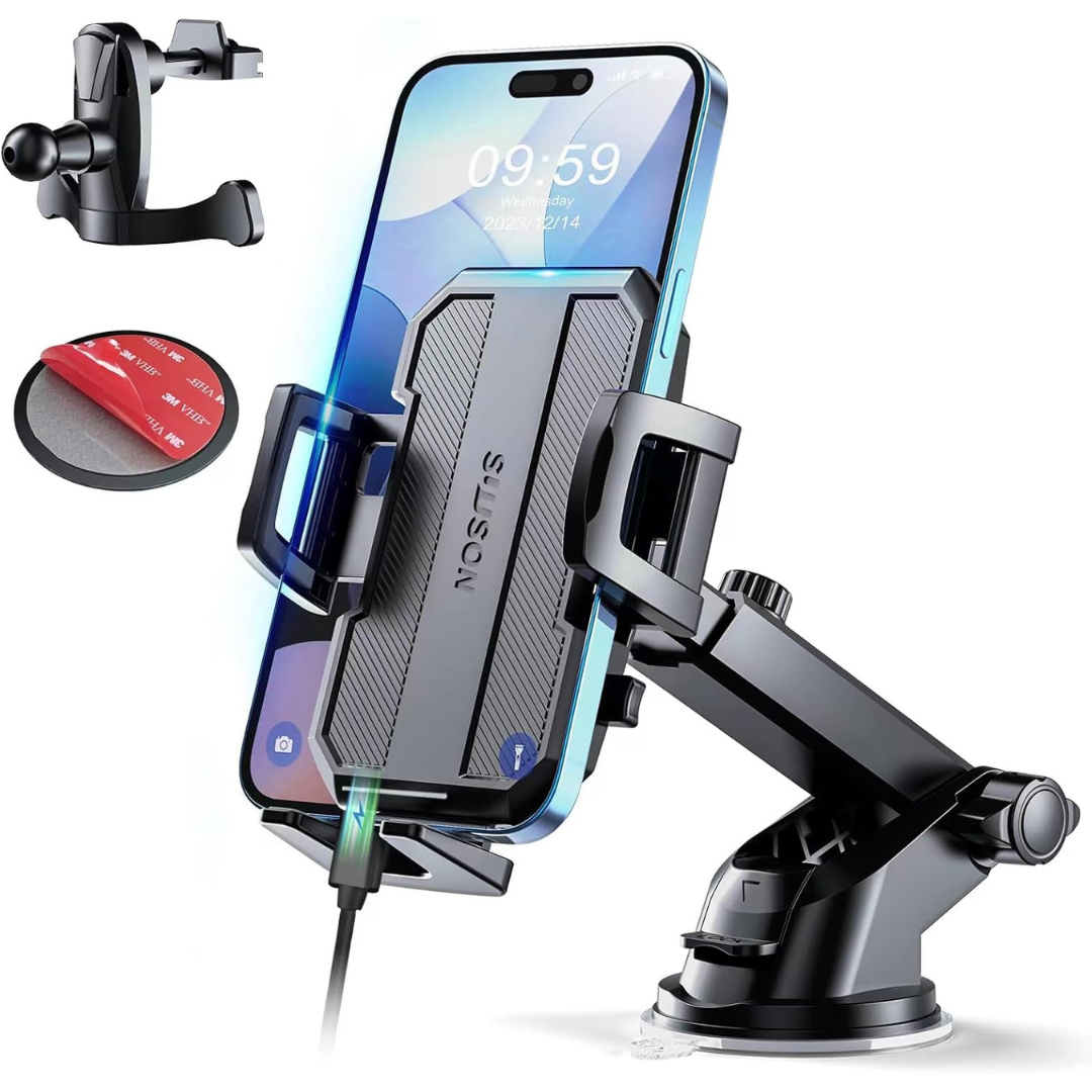 Upgraded 3-In-1 Car Phone Holder Mount