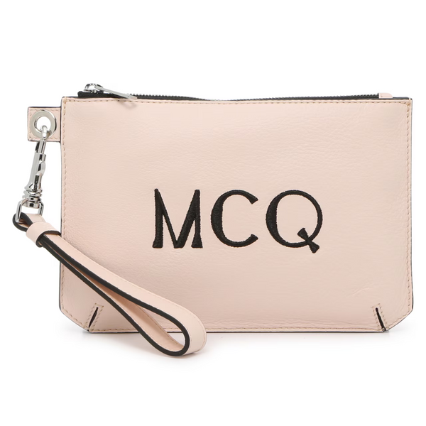 MCQ By Alexander McQueen Logo Stitched Leather Wristlet (Light Pink)