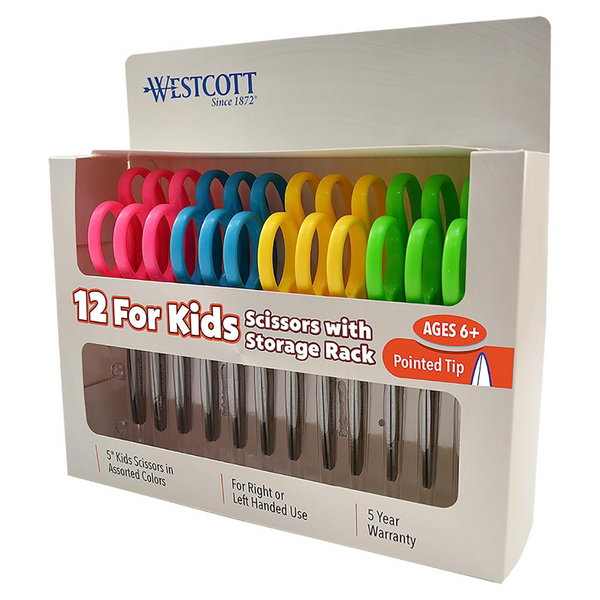 12-Pack Westcott 5" Pointed School Left And Right Handed Kids Scissors