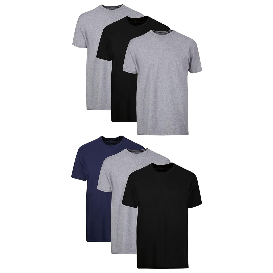 6-Pack Hanes Men's Moisture-Wicking Crew Tee Undershirts