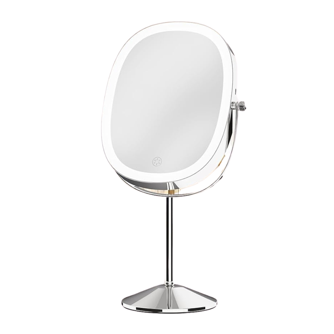 Funtouch Oval 1x/7x Double Sided Magnified Lighted Makeup Mirror