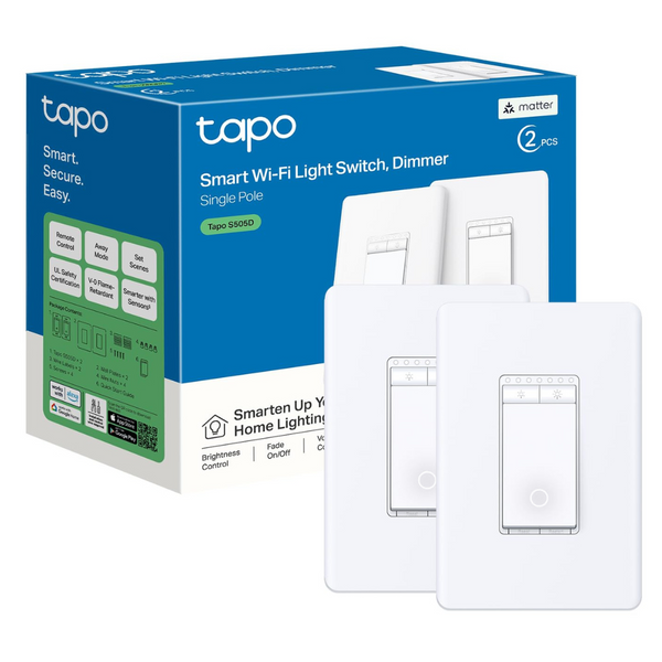 2-Pack TP-Link's 1st Matter Smart Dimmer Voice Control Switch