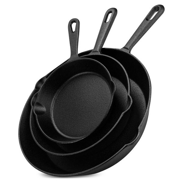 3-Piece Utopia Kitchen Pre-Seasoned Cast Iron Skillet Set (10", 8" And 6")