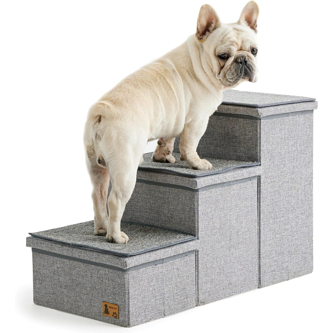 Bedelite 17" Foldable 3 Tiers Dog Steps for High Bed And Couch