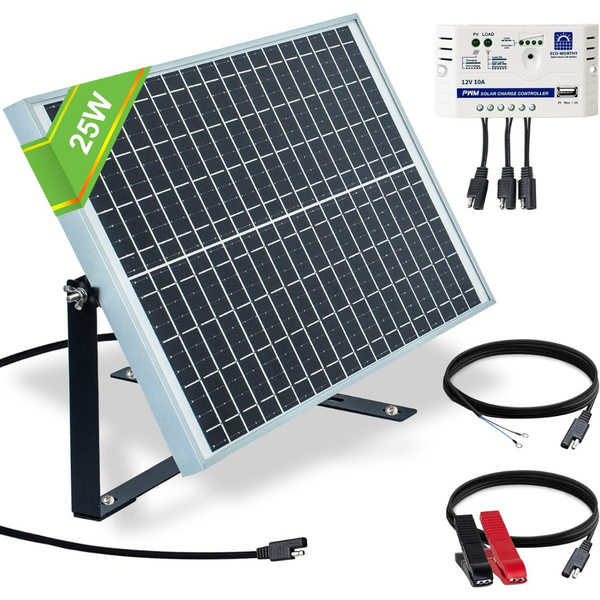 ECO-Worthy Waterproof 25W 12V Off Grid Solar Panel SAE Connector Kit