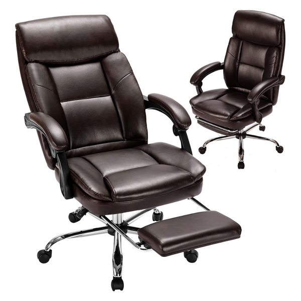 ZUNMOS Ergonomic Leather Swivel Rolling Managerial Office Chair