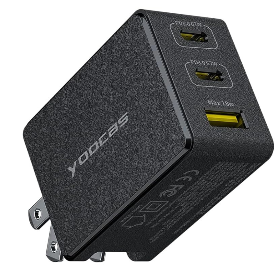 Yoocas 67W GaN USB-C PD 3.0 Charger Adapter (2 Colors)