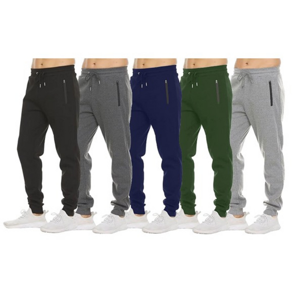 3-Pack Assorted Men's Heavyweight Slim Fit Fleece-Lined Jogger Sweatpants