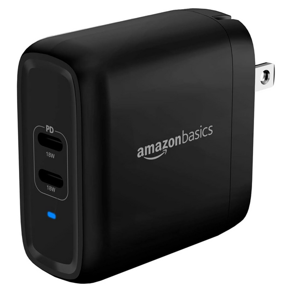 AmazonBasics 36W 2-Port USB-C Wall Charger Adapter